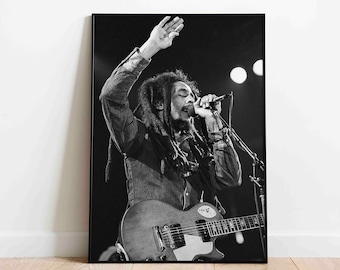 Bob Marley optreden Poster Print, Jamaicaanse Reggae Singer The Roxy Theatre Vintage Retro Art Fotografie Premium Kwaliteit Picture Home Decor