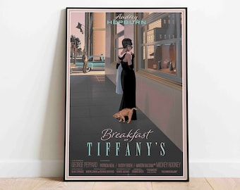 DIGITAL DOWNLOAD - Audrey Hepburn, Breakfast at Tiffany's Cartoon Poster, Vintage photo, Premium Quality Home Office Decor Wall Art