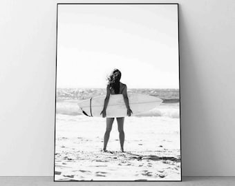 Surfer Girl Beach Surfboard Fashion Print, Luxury Designer, Fashion Lover Wall Art, Home Decor Photography Premium Quality Picture Poster