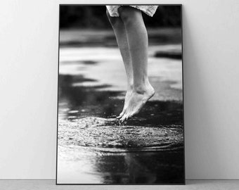 Dancing in the Rain Print, Black and White Poster Vintage Timeless Home Decor Museum Quality Photo Art Print