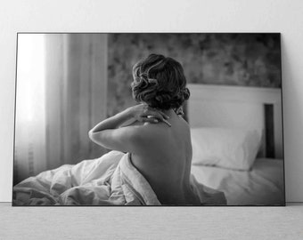 Naked Women Woke Up Like This Poster Print, Black White Wall Art Home Decor Bedroom Living room Photography Minimalist housewarming Gift