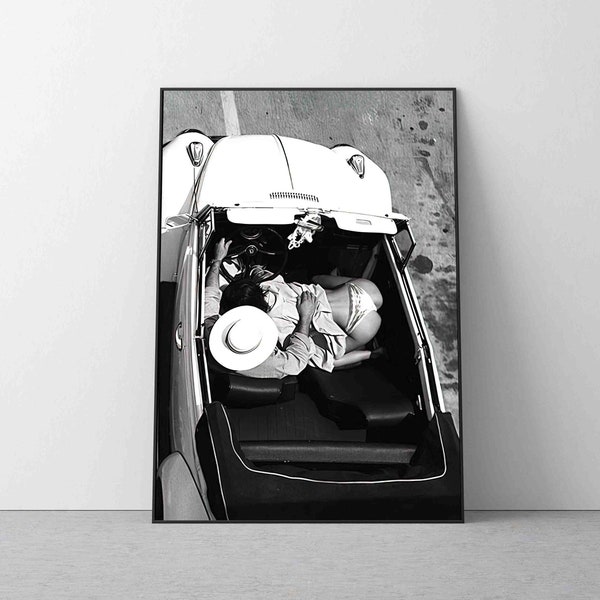 Black and White Car Poster Etsy