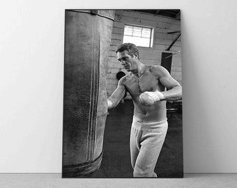 Steve McQueen Print, black and white Poster Bullitt Movie Actor Retro Vintage Classic Art Photography Premium Quality Picture Home Decor