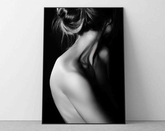 Naked Women Shoulder Poster Print, Black and White Wall Art Decor Bedroom Living room Wall Decor Photography Minimalist housewarming Gift