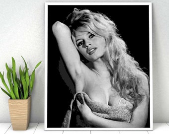 Impresión de Brigitte Bardot, conjunto de películas de disparo de moda en blanco y negro Fotografía de arte retro vintage Imagen de calidad superior Decoración para el hogar