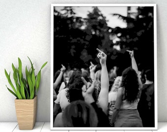 Huella del dedo medio feminista, manifestación de protesta en blanco y negro, arte de pared Vintage, fotografía de moda, imagen de calidad Premium, decoración del hogar
