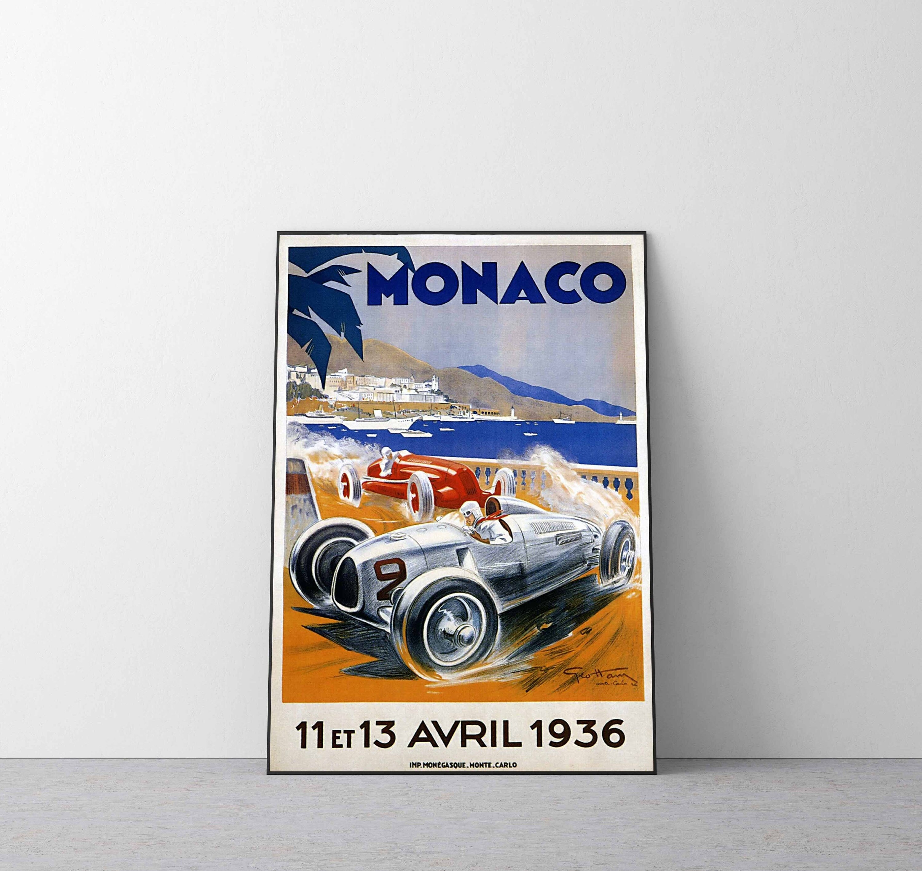 Plaque métal publicitaire 30 x 40 cm : Monaco Grand Prix 1936