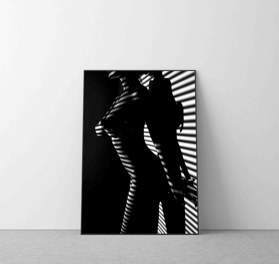 Naked Nude Erotic Artistic Women Poster Print, Black White Wall Art