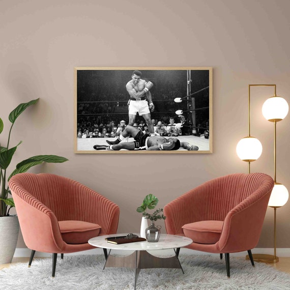 Muhammad Ali vs Sonny Liston KO Print Boxing Legends Poster Vintage photo Premium Quality Home Office Bedroom Decor Wall Art