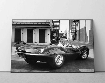 Steve McQueen Print, black and white Poster Bullitt Movie Actor Retro Vintage Classic Art Photography Premium Quality Picture Home Decor
