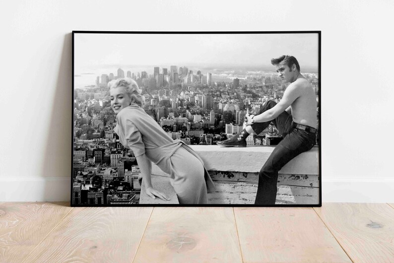 Marilyn Monroe Elvis Presley Poster, Vintage Black and White Print Actress Singer, Wall Decor Photography Minimalist housewarming GiftNew 