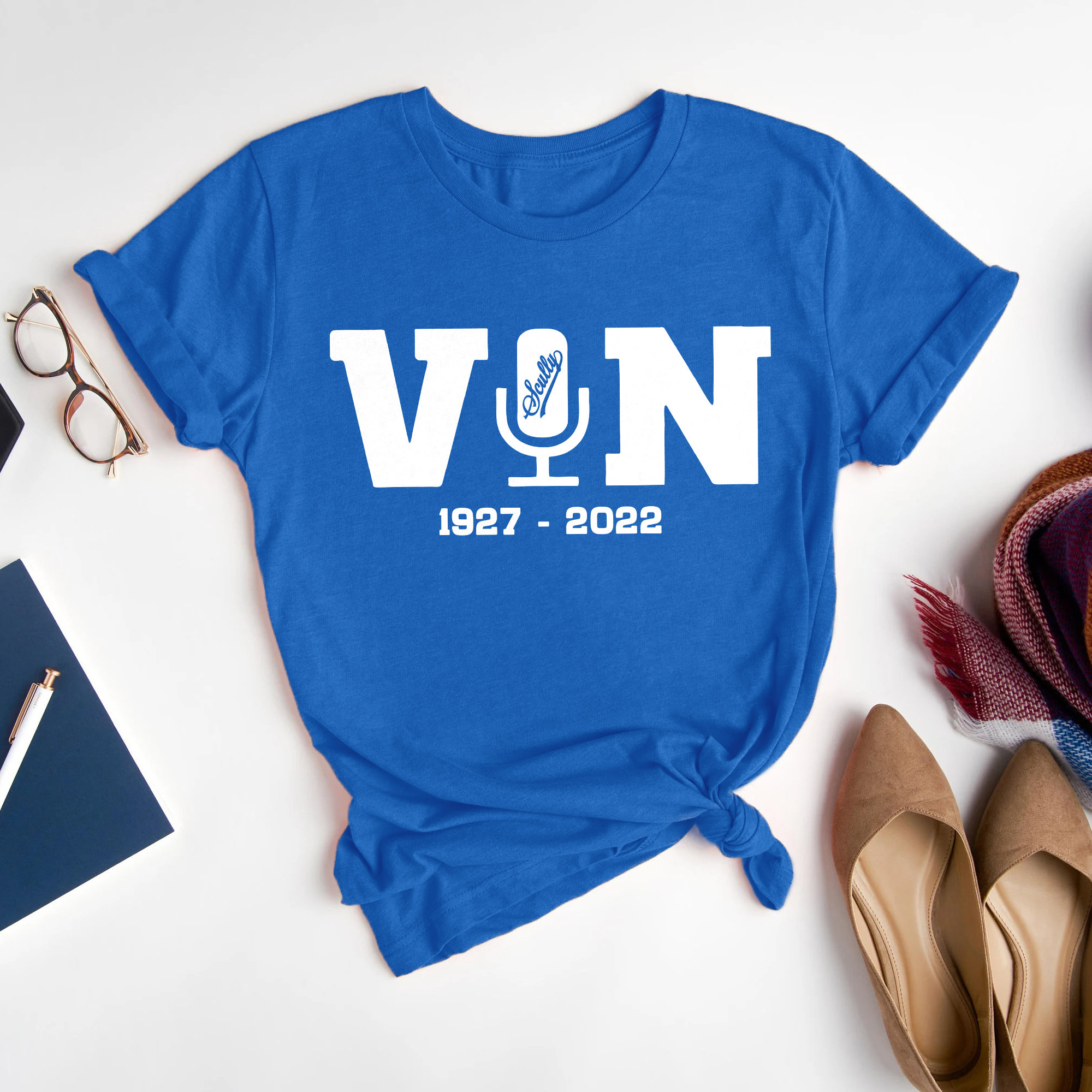 LoveFromBettyArt VIN Scully Microphone T-Shirt, VIN Scully Shirts, VIN Scully Baseball Tee Shirt, Thank You for The Memories VIN Scully Shirts LK79