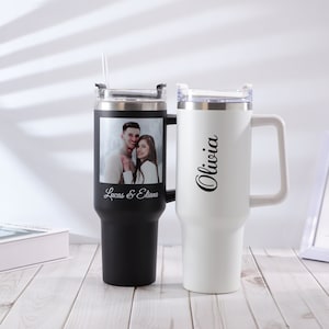 Foto 40 Unzen Becher mit Strohhalm, Fotocollage Becher mit Text, Muttertagsbecher, Benutzerdefinierte Bildtasse, Familienerinnerungen, Geschenk für Oma