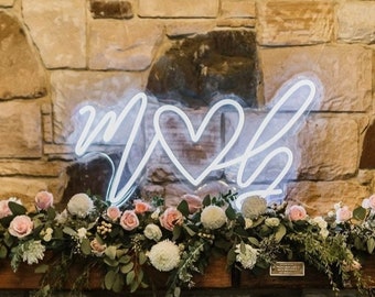 Custom Initials Heart Neon Wedding Sign, Personlized Initials Neon Sign for Decoration, Couple Initials LED Heart Neon, Anniversary Gifts