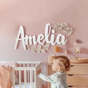 Letrero de madera personalizado con nombre para niños, decoración de habitación infantil, letrero de madera recortado con apellido, decoración de boda bohemia.