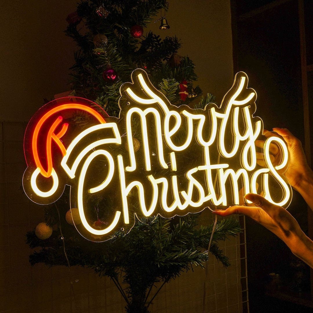 Merry Christmas Neon Sign, Custom Text Christmas Neon Sign, Merry