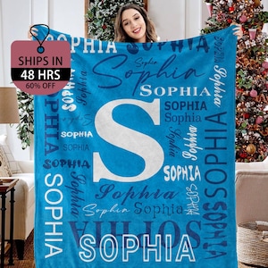 Personalized Name Blanket for Children, Customized Name Baby Blankets for Newborn, Baby Name Blanket for Birthday, Christmas Gift for Baby