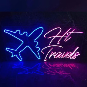 Insegna luminosa al neon per aereo con nome personalizzato, insegna luminosa a LED per aereo, insegne da parete per aereo, decorazione per agenzie di viaggio, arredamento per la casa, insegna al neon per bar