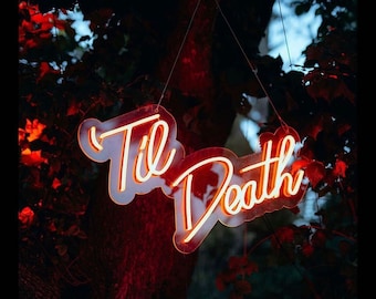 Custom Neon Sign for Wedding, Til Death Wedding Neon Sign, Personalized Gothic Wedding Sign, LED Wedding Backdrop, Home Room Wall Decoration