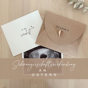 Plantilla imprimible de Pascua para anunciar el embarazo con imagen de ecografía • Sorpresa imprimible • Imprimible para hacer tú mismo • Nuevo comienzo con instrucciones