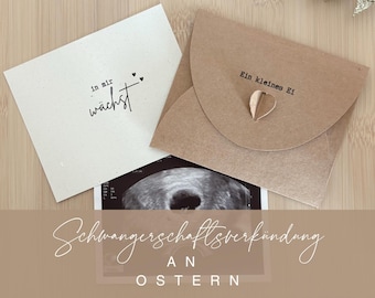 Easter printable template for announcing pregnancy with ultrasound image • Surprise printable • DIY printable • New beginning including instructions