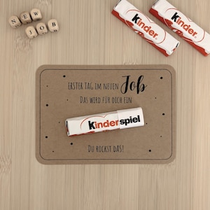Utskrivbar mall: Nytt jobb - Barnlek - Du rockar det! • Kinderchoklad • Presentkort A6 | Utskrivbar