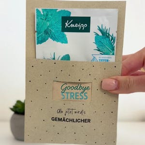 Printbare badzoutjes 'Goodbye Stress Kneipp' • Cadeaupakket, feestartikel, souvenir • Zelf printen • Direct printen • Klein attent gebaar