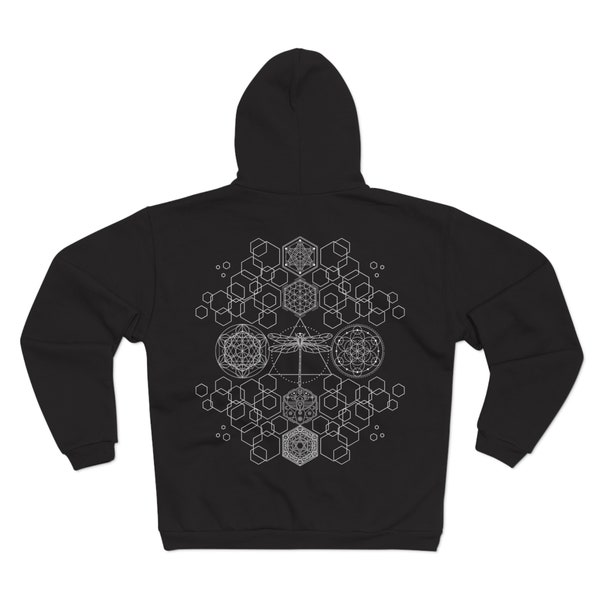 HEILIGE GEOMETRY HOODIE Psychedelic Hoodie Heilige Geometrie Kleidung Psy Hoodie Festival Hoodie Festival Kleidung Zip Up Hoodie