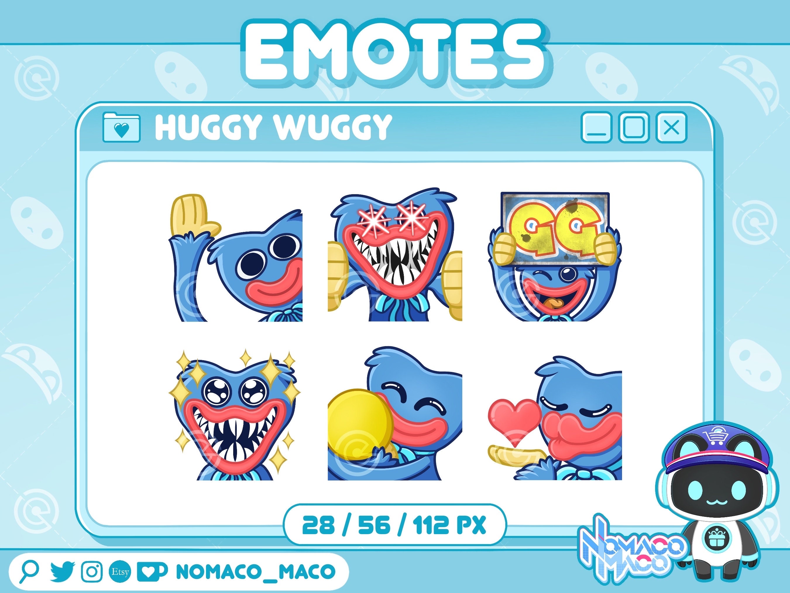 Poppy Playtime / Project Playtime Huggy Wuggy SET of 6 EMOTES 