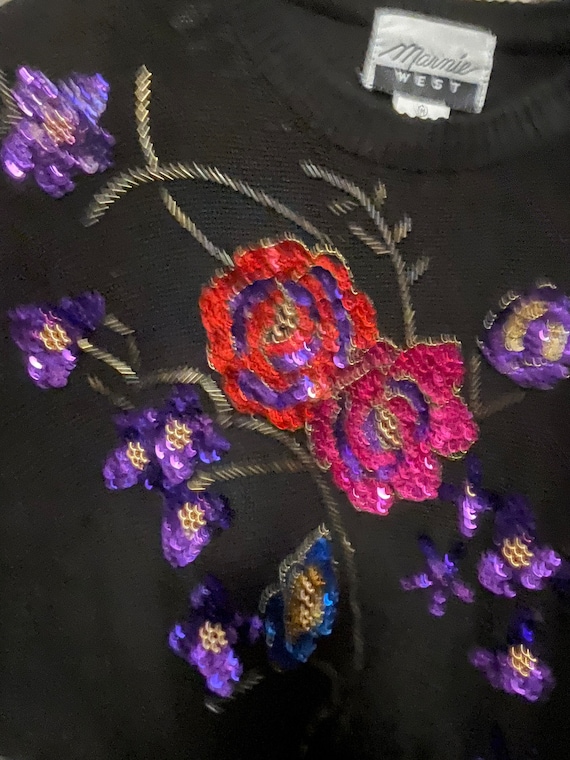 A beautiful vintage 1980’s colourful floral sequin