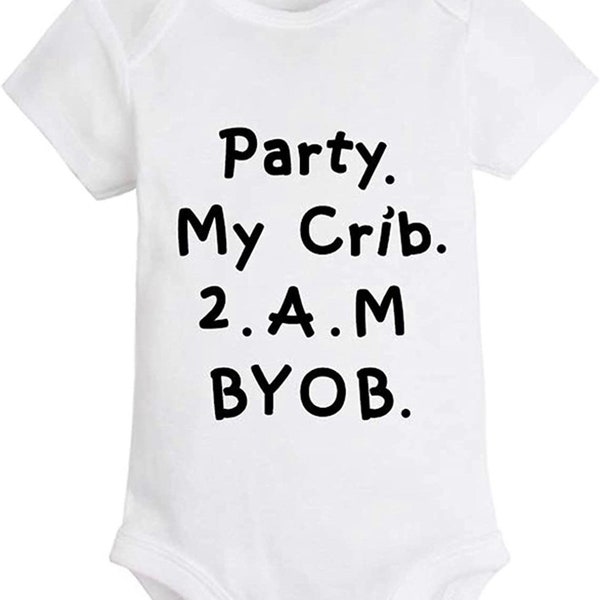 Party at my crib Funny Onesie®, Funny Baby Onesies®, Baby Shower Gift, Pregnancy Reveal, Baby Announcement, Unique Baby GiftSEO