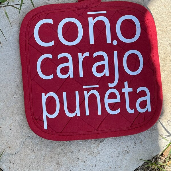 Cono carajo puñeta Puerto Rican bad words Pot holder, Boricua Tostones, La isla del encanto, Kitchen Gift, Friends gifts