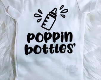 Poppin bottles Funny Onesie®, Funny Baby Onesies®, Baby Shower Gift, Pregnancy Reveal, Baby Announcement, Unique Baby GiftSEO