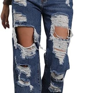 GOOD AMERICAN Womens Black Denim Darted Distressed High Waist Ripped Straight leg Jeans main image 1