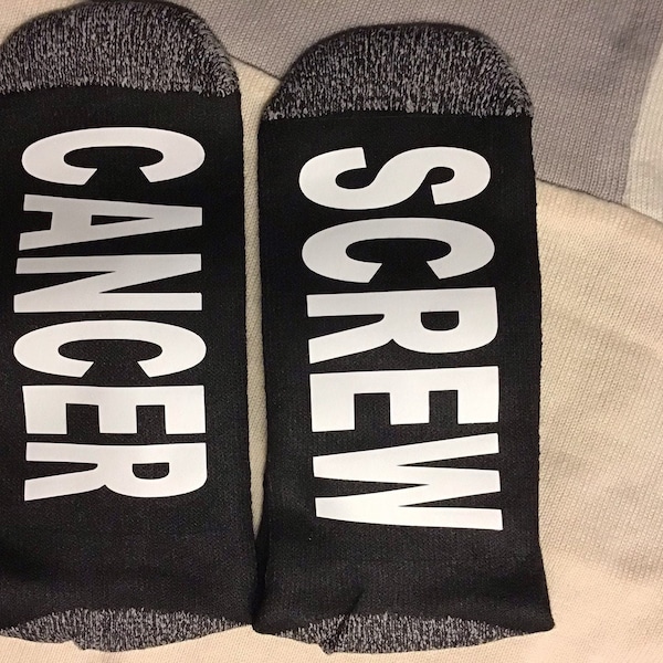 Screw Cancer, Chemo Custom Socks-Word Socks-Novelty Socks-Socks with Words-Personalized Gift-Personalized-Custom Gift-BirthdaySEO