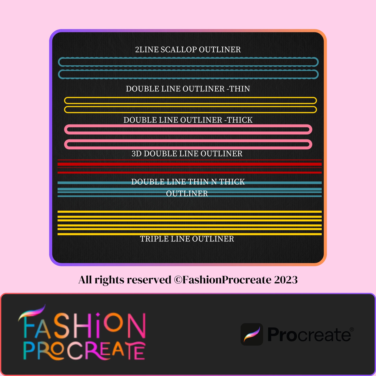 49 Outline Brushes for Procreate| Mono Outline| Multi Line Brush ...