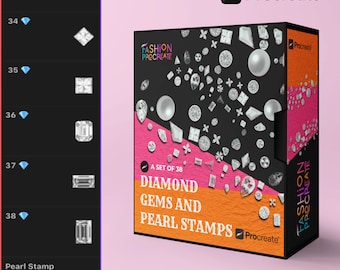 Procreate Diamond & Pearl Stamps | 38 Gem Brush Set (Digital Download)