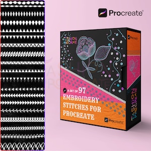 97 pinceaux à broder Procreate, Points de broderie pour procréer, Pinceaux à point tendance, Pinceaux à coudre, Pack de pinceaux à point