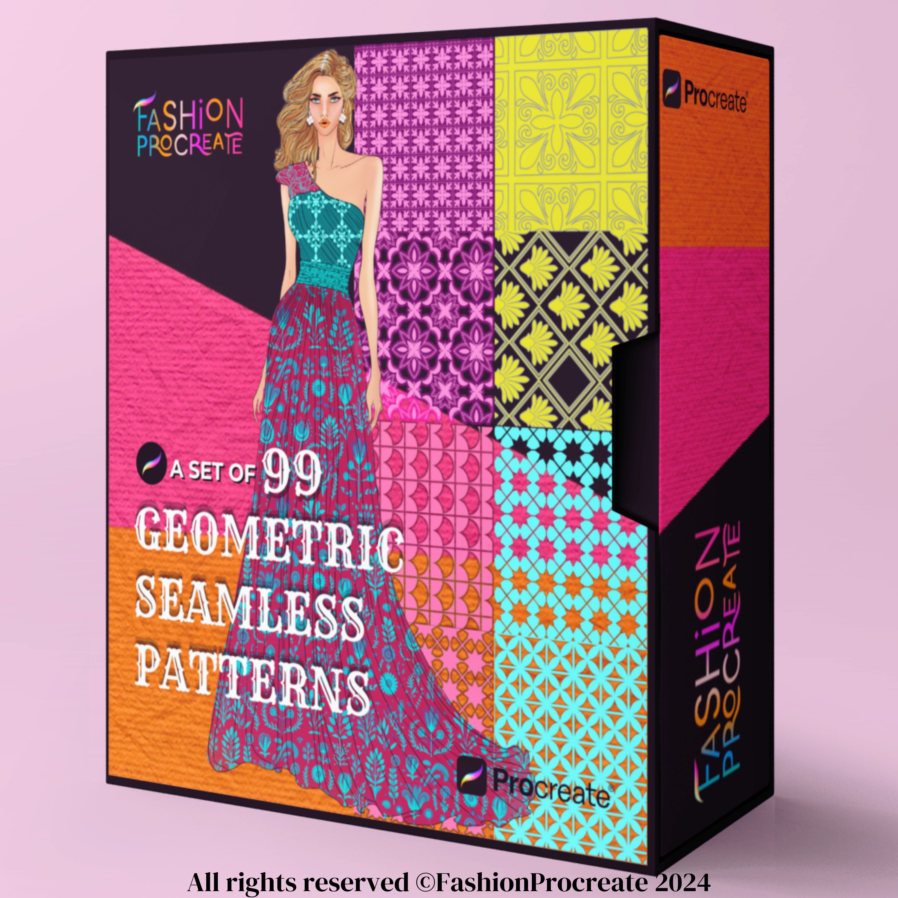 99 Procreate Geometric Seamless Pattern Brushes – Mandala, Polka Dot & Modern Geometric Set