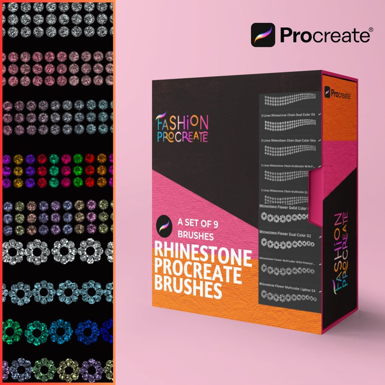 Procreate Brush Set | Buy Rhinestone Brush Set on Etsy | Diamond and Rhinestone Procreate Brushes for Fashion Designers | Perfect for Fashion Illustration | Instant Download | 9 Procreate Brushes | Available from FashionProcreate on Etsy