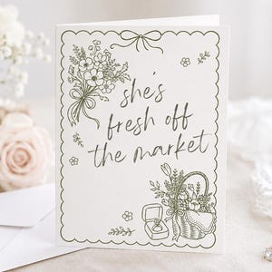 Fresh Off the Market Bridal Shower Card Template, Editable Canva Greeting Card, Printable Bride to Be Card