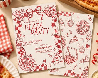 Pizza Birthday Party Invitation, Pizza Making Party Invite, Italian Dinner Theme, Editable Canva Template