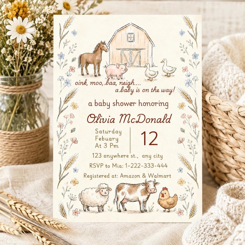 Farm Baby Shower Canva - Etsy UK