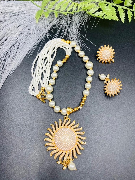 Jewellery Gold Plated Pearl Necklace and Earring Set Wedding and