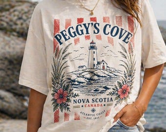 Peggy's Cove Lighthouse T-Shirt | Nova Scotia Coastal Tee | East Coast Canada | Halifax | Canadian Atlantic Ocean Shirt | Nautical Ocean