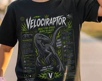 Velociraptor Kids Tee | Dinosaur Anatomy, Streetwear Graphic Shirt | Cool Dino | Boys Dinosaur | Prehistoric Tee, Jurassic Reptile Shirt