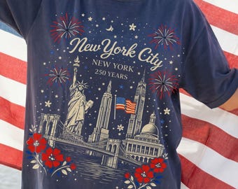 New York City fireworks T-Shirt | Statue of Liberty, NYC Shirt| 250 Years | 4th July | USA, Girly America Tee | Freedom, American Pride