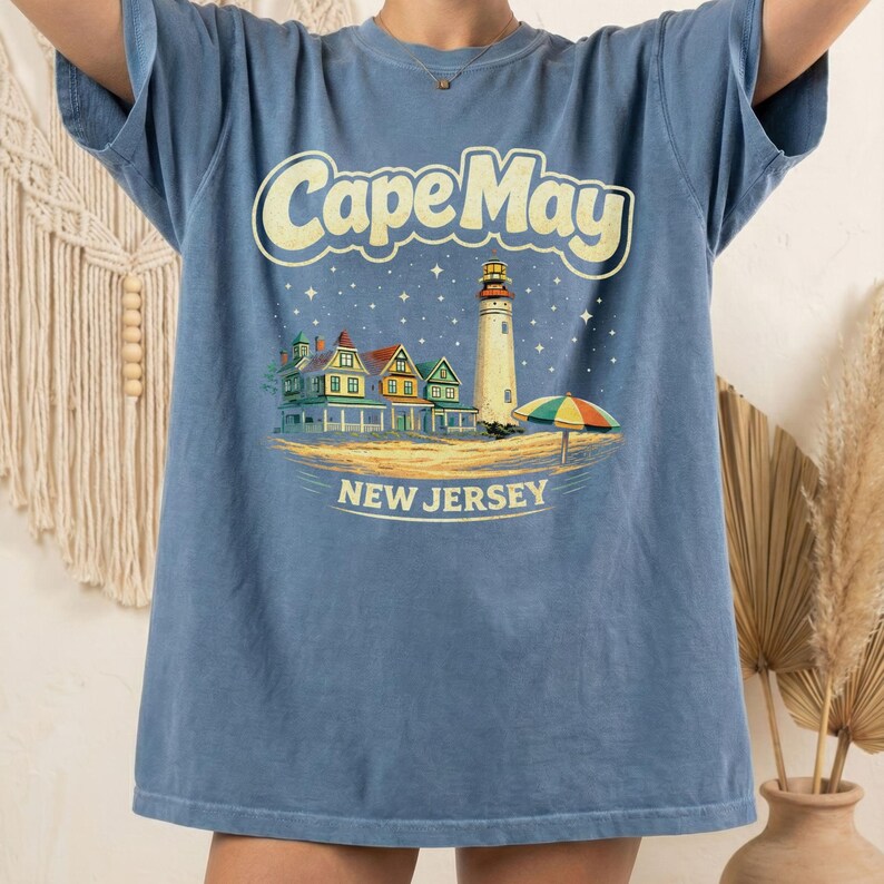 Cape May Lighthouse Beach T-Shirt | New Jersey Shore | Cape May NJ | Atlantic Ocean, Delaware Bay | Lewes Ferry | Wildwood NJ | Stone Harbor