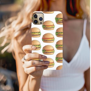 ハンバーガー チーズバーガー バーガー スマホケース - グルメギフト、ファストフード愛好家、ノベルティ スマホカバー、おもしろスマホケース、グルメへのギフト