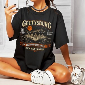 Gettysburg Battlefield Graphic T-shirt | Pennsylvania Civil War History | Gettysburg PA | Ghost, Haunted Shirt | Halloween | Battlefield Tee